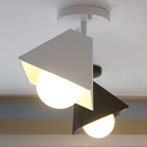 Contemporary Creative Iron Trapezoid 1-Light Semi-Flush Mount Ceiling Light For Living Room - Image 9