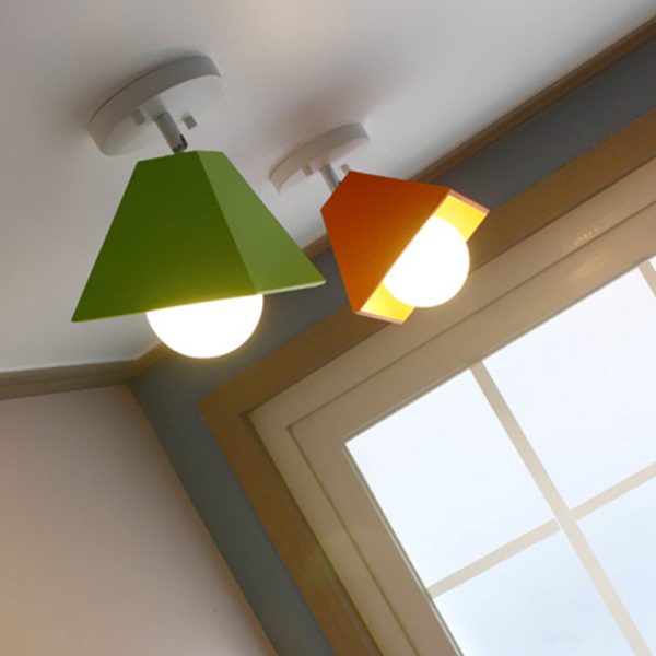 Contemporary Creative Iron Trapezoid 1-Light Semi-Flush Mount Ceiling Light For Living Room - Image 3