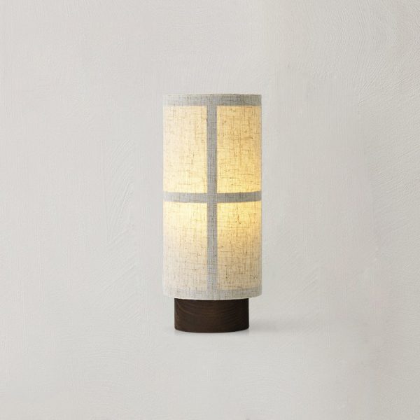Traditional Japanese Fabric & Wood Cylindrical 1-Light Table Lamp For Bedroom - Image 12