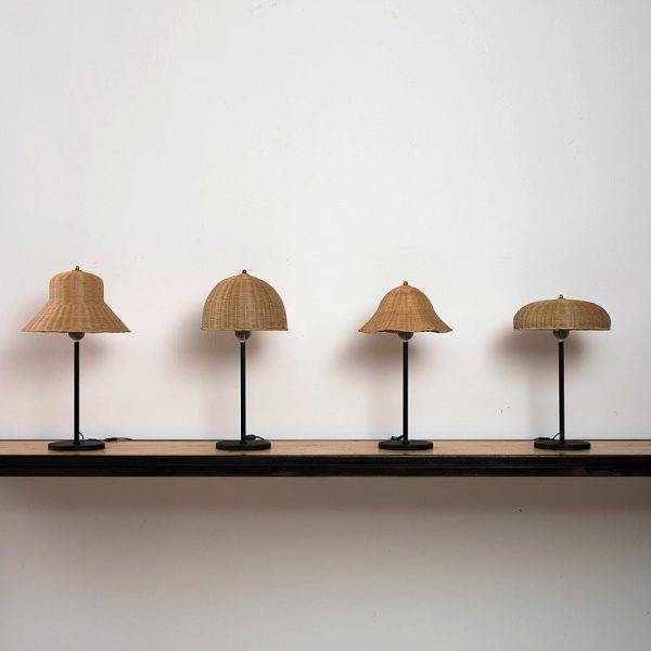 Modern Art Deco Iron & Bamboo Round Hat-Shaped LED Table Lamp For Bedroom - Image 2
