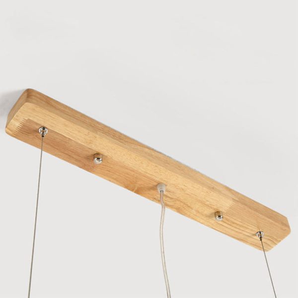 Traditional Japanese Wood Acrylic Rectangular LED Island Light Chandelier For Dining Room - Image 7