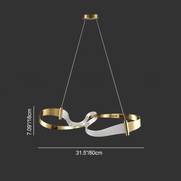 Contemporary Luxury Iron & Acrylic Irregular Wave Ring LED Island Light Chandelier For Dining Room - Image 5