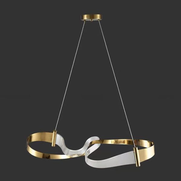 Contemporary Luxury Iron & Acrylic Irregular Wave Ring LED Island Light Chandelier For Dining Room - Image 9