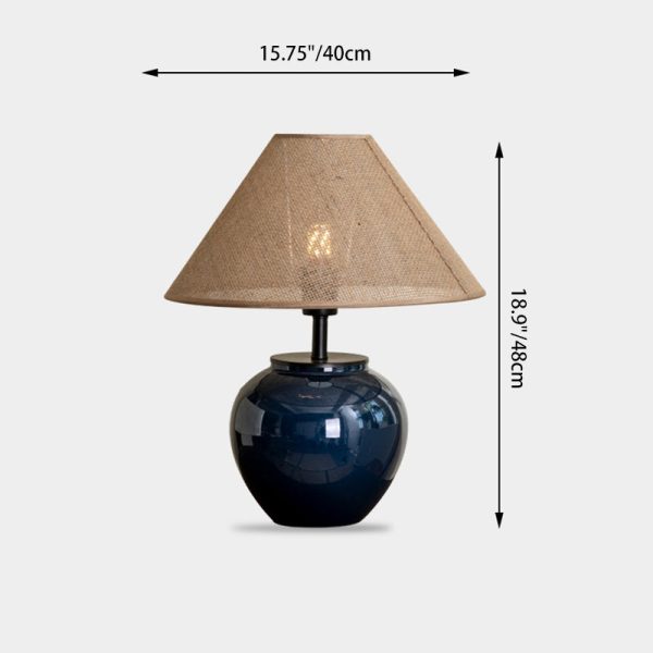 Contemporary Nordic Ceramic And Fabric Jar-Shaped 1-Light Table Lamp For Bedroom - Image 4
