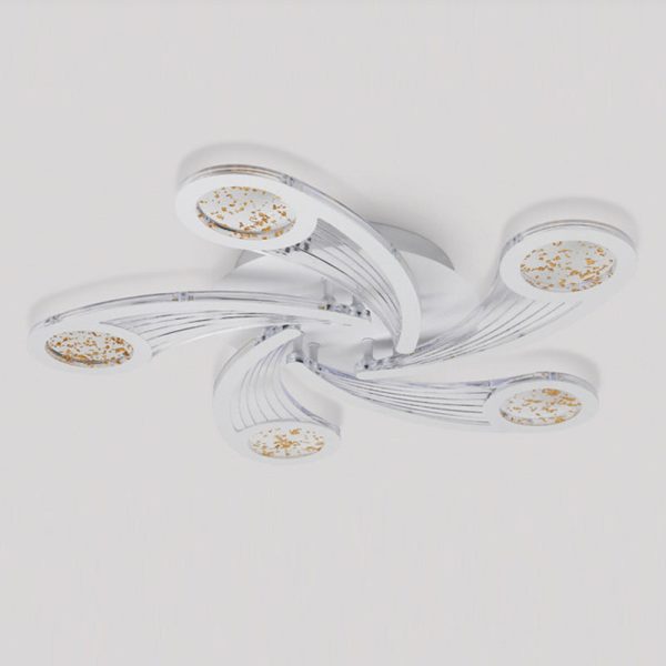 Contemporary Creative Metal & Acrylic Windmill Round LED Semi-Flush Mount Ceiling Light For Bedroom Living Room - Image 9