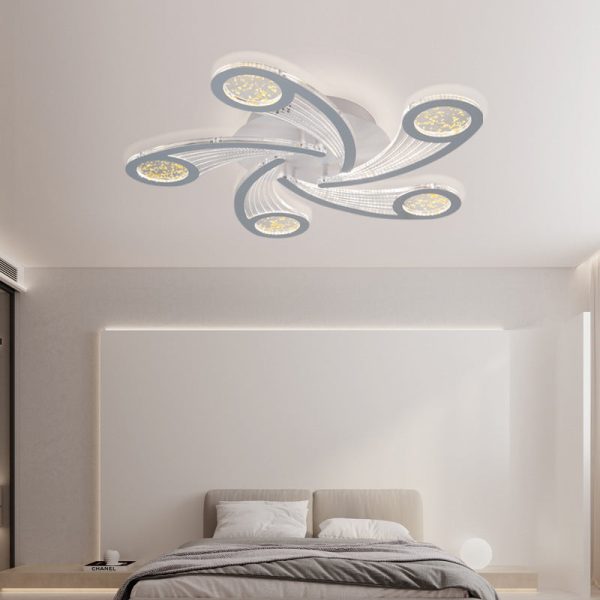 Contemporary Creative Metal & Acrylic Windmill Round LED Semi-Flush Mount Ceiling Light For Bedroom Living Room - Image 15