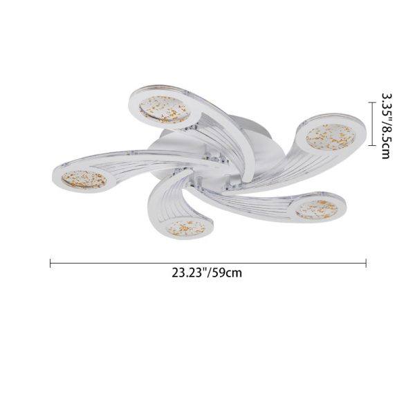 Contemporary Creative Metal & Acrylic Windmill Round LED Semi-Flush Mount Ceiling Light For Bedroom Living Room - Image 4