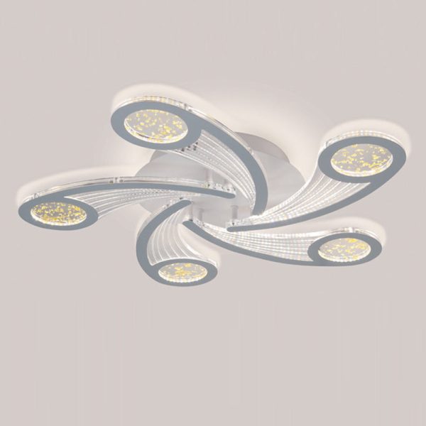 Contemporary Creative Metal & Acrylic Windmill Round LED Semi-Flush Mount Ceiling Light For Bedroom Living Room - Image 13