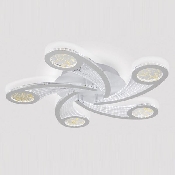 Contemporary Creative Metal & Acrylic Windmill Round LED Semi-Flush Mount Ceiling Light For Bedroom Living Room - Image 11