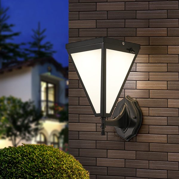 Modern Minimalist Galvanized Iron & Acrylic Trapezoid Solar LED Wall Sconce Lamp For Outdoor Courtyard - Image 14