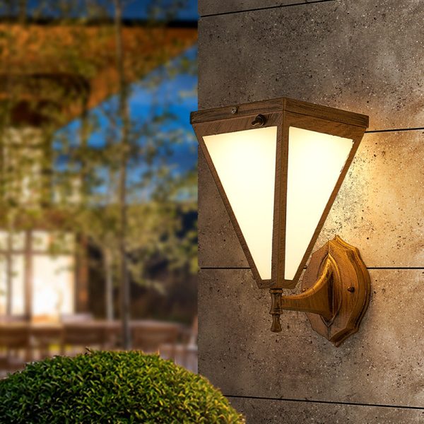 Modern Minimalist Galvanized Iron & Acrylic Trapezoid Solar LED Wall Sconce Lamp For Outdoor Courtyard - Image 2