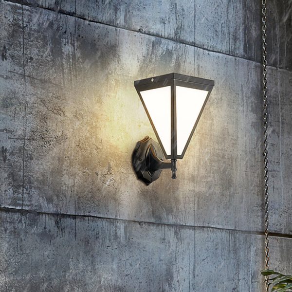 Modern Minimalist Galvanized Iron & Acrylic Trapezoid Solar LED Wall Sconce Lamp For Outdoor Courtyard - Image 11