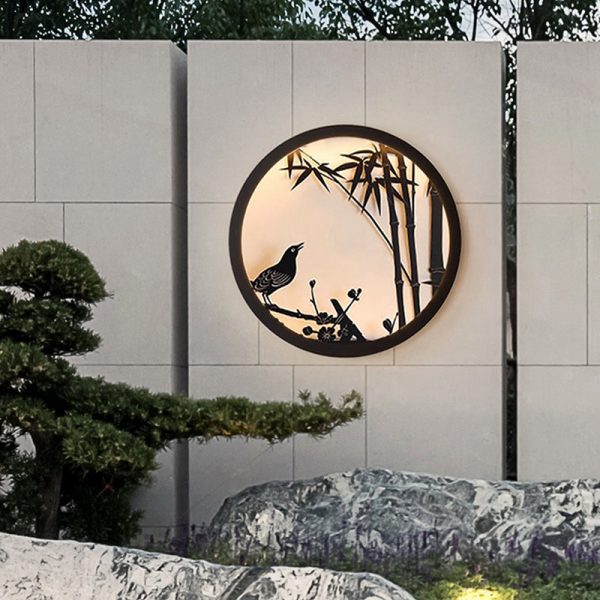 Modern Minimalist Iron & Acrylic Round LED Wall Sconce Lamp For Outdoor Courtyard & Garden