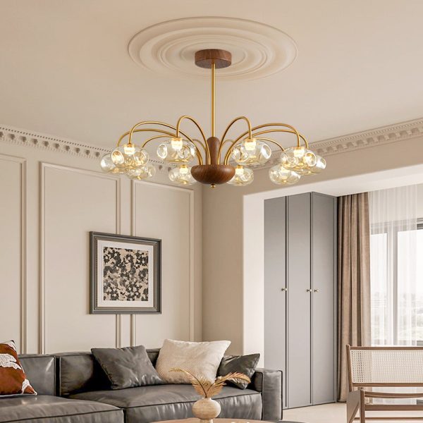 Traditional French Iron & Glass Irregular Round LED Chandelier For Bedroom And Living Room