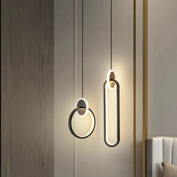 Modern Minimalist Aluminum Silicone & Acrylic Round Oval LED Chandelier For Bedroom, Living Room - Image 9