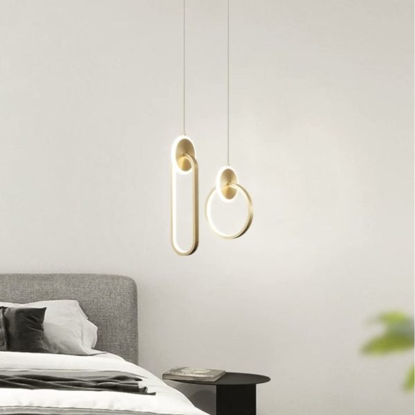 Modern Minimalist Aluminum Silicone & Acrylic Round Oval LED Chandelier For Bedroom, Living Room - Image 2