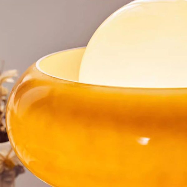 Contemporary Creative Metal & Glass Egg Tart-Shape Round 1-Light Table Lamp For Bedroom & Living Room - Image 8