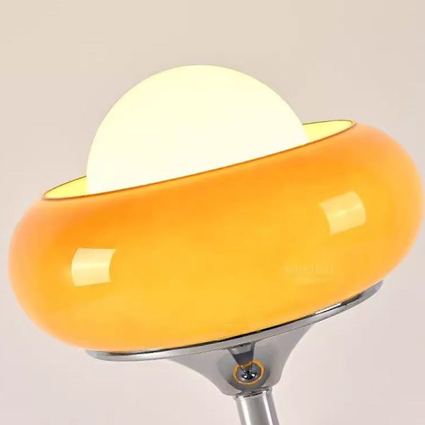 Contemporary Creative Metal & Glass Egg Tart-Shape Round 1-Light Table Lamp For Bedroom & Living Room - Image 6