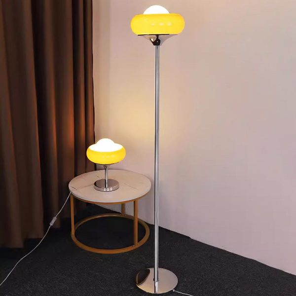 Contemporary Creative Metal & Glass Egg Tart-Shape 1-Light Standing Floor Lamp For Bedroom & Living Room - Image 7