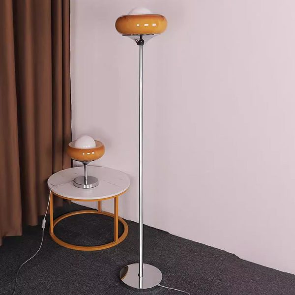 Contemporary Creative Metal & Glass Egg Tart-Shape 1-Light Standing Floor Lamp For Bedroom & Living Room - Image 8
