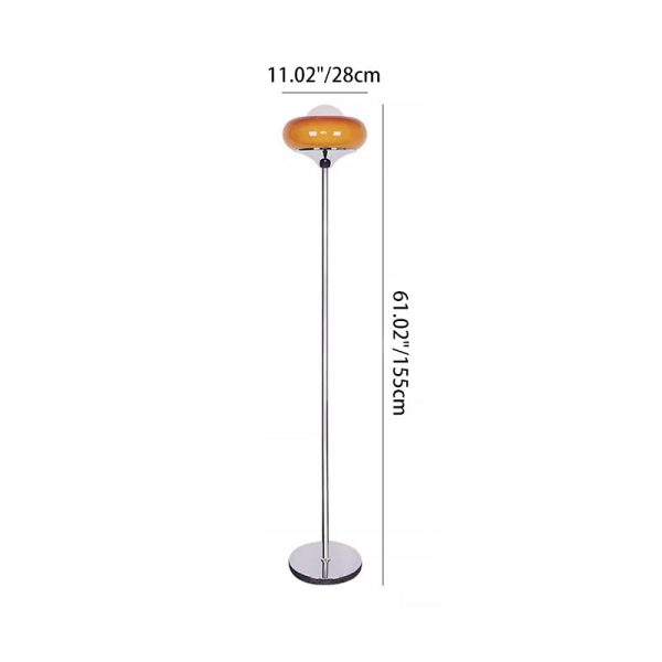 Contemporary Creative Metal & Glass Egg Tart-Shape 1-Light Standing Floor Lamp For Bedroom & Living Room - Image 4