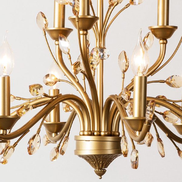 Traditional French Iron & Crystal Branch-Shape 6/9/12-Light Chandelier For Living Room & Bedroom - Image 8