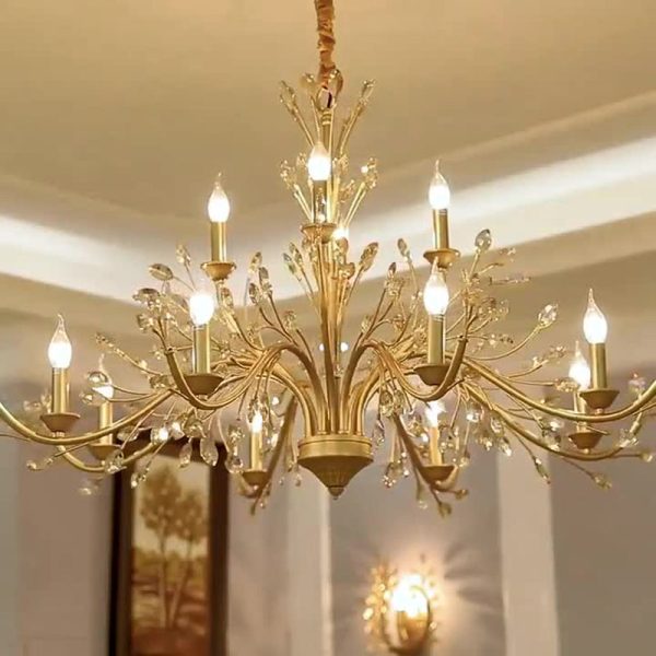 Traditional French Iron & Crystal Branch-Shape 6/9/12-Light Chandelier For Living Room & Bedroom - Image 20