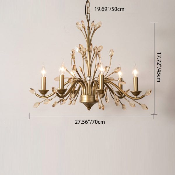 Traditional French Iron & Crystal Branch-Shape 6/9/12-Light Chandelier For Living Room & Bedroom - Image 4