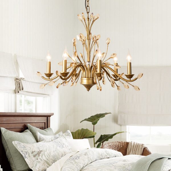 Traditional French Iron & Crystal Branch-Shape 6/9/12-Light Chandelier For Living Room & Bedroom - Image 19