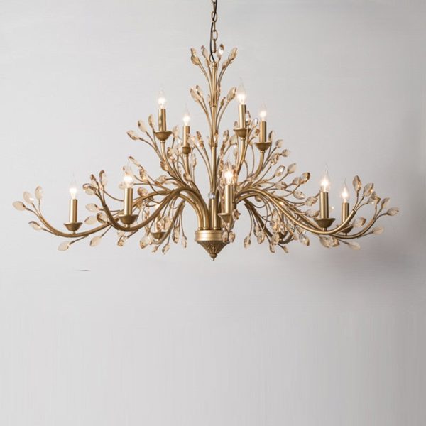 Traditional French Iron & Crystal Branch-Shape 6/9/12-Light Chandelier For Living Room & Bedroom - Image 21