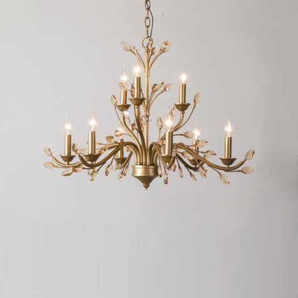 Traditional French Iron & Crystal Branch-Shape 6/9/12-Light Chandelier For Living Room & Bedroom - Image 22