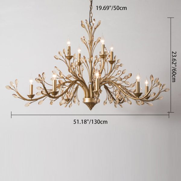 Traditional French Iron & Crystal Branch-Shape 6/9/12-Light Chandelier For Living Room & Bedroom - Image 6
