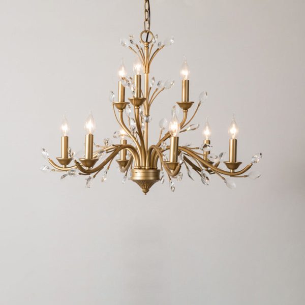 Traditional French Iron & Crystal Branch-Shape 6/9/12-Light Chandelier For Living Room & Bedroom - Image 10