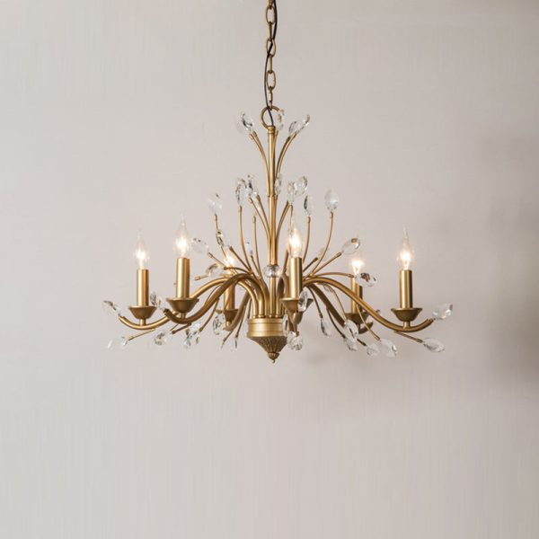 Traditional French Iron & Crystal Branch-Shape 6/9/12-Light Chandelier For Living Room & Bedroom - Image 12