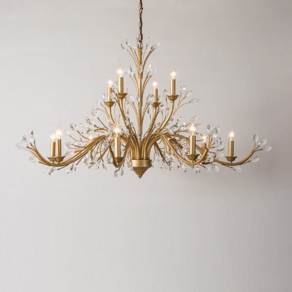 Traditional French Iron & Crystal Branch-Shape 6/9/12-Light Chandelier For Living Room & Bedroom - Image 11