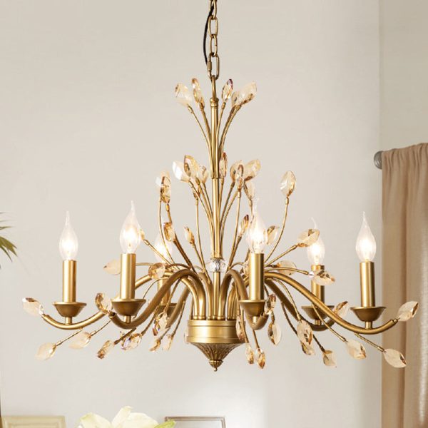 Traditional French Iron & Crystal Branch-Shape 6/9/12-Light Chandelier For Living Room & Bedroom - Image 13