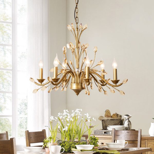 Traditional French Iron & Crystal Branch-Shape 6/9/12-Light Chandelier For Living Room & Bedroom - Image 2