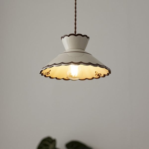 Traditional French Ceramic & Iron Cone Shaped 1-Light Pendant Light For Bedroom & Living Room - Image 13