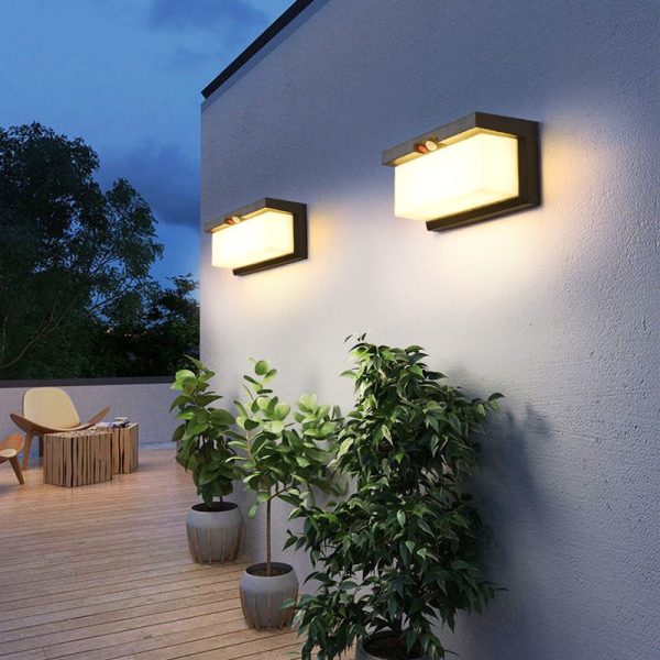 Modern Minimalist Solar & Waterproof Plastic & PC Rectangular LED Wall Sconce Lamp For Outdoor, Patio & Garden