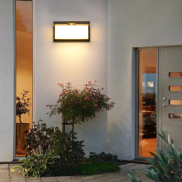 Modern Minimalist Solar & Waterproof Plastic & PC Rectangular LED Wall Sconce Lamp For Outdoor, Patio & Garden - Image 2
