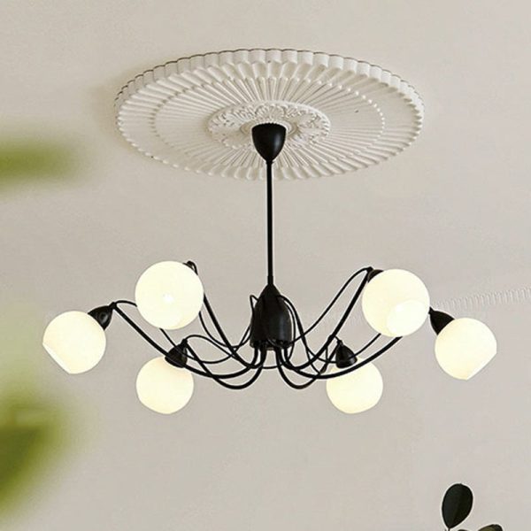Traditional French Iron And Glass Round 5/6/8-Light Chandelier For Bedroom And Living Room