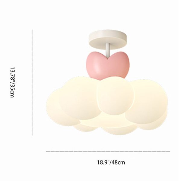 Contemporary Creative Iron & PE Cloud-Shaped LED Semi-Flush Mount Ceiling Light For Bedroom & Living Room - Image 4