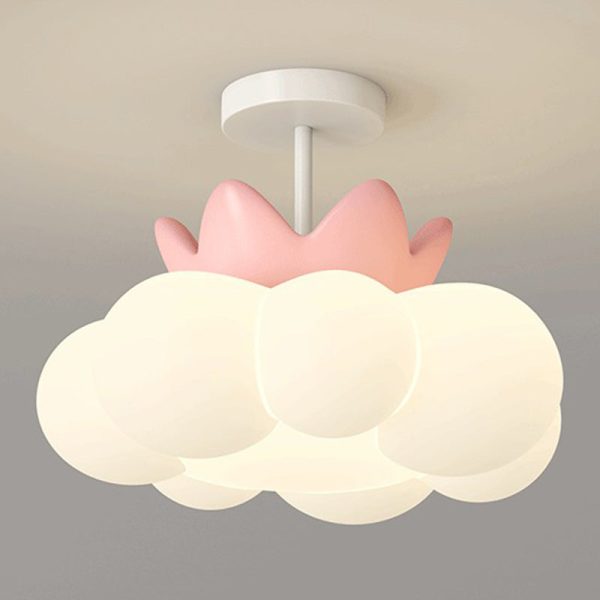 Contemporary Creative Iron & PE Cloud-Shaped LED Semi-Flush Mount Ceiling Light For Bedroom & Living Room - Image 11