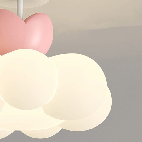 Contemporary Creative Iron & PE Cloud-Shaped LED Semi-Flush Mount Ceiling Light For Bedroom & Living Room - Image 7