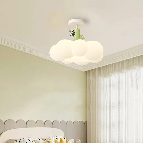 Contemporary Creative Iron & PE Cloud-Shaped LED Semi-Flush Mount Ceiling Light For Bedroom & Living Room - Image 14