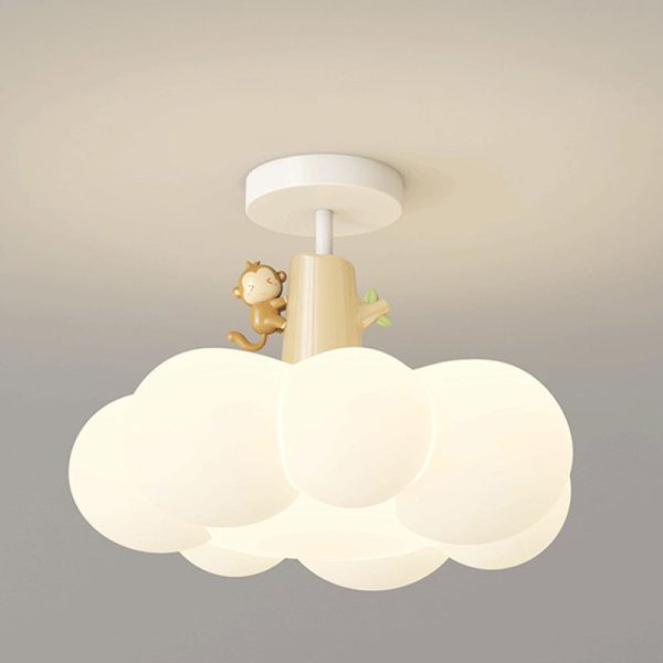 Contemporary Creative Iron & PE Cloud-Shaped LED Semi-Flush Mount Ceiling Light For Bedroom & Living Room - Image 9
