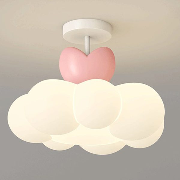 Contemporary Creative Iron & PE Cloud-Shaped LED Semi-Flush Mount Ceiling Light For Bedroom & Living Room - Image 10