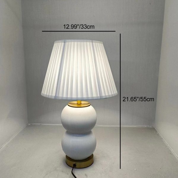Contemporary Nordic Ceramic Metal Fabric Gourd-Shaped 1-Light Table Lamp For Bedroom & Living Room - Image 5