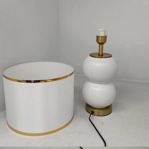 Contemporary Nordic Ceramic Metal Fabric Gourd-Shaped 1-Light Table Lamp For Bedroom & Living Room - Image 6