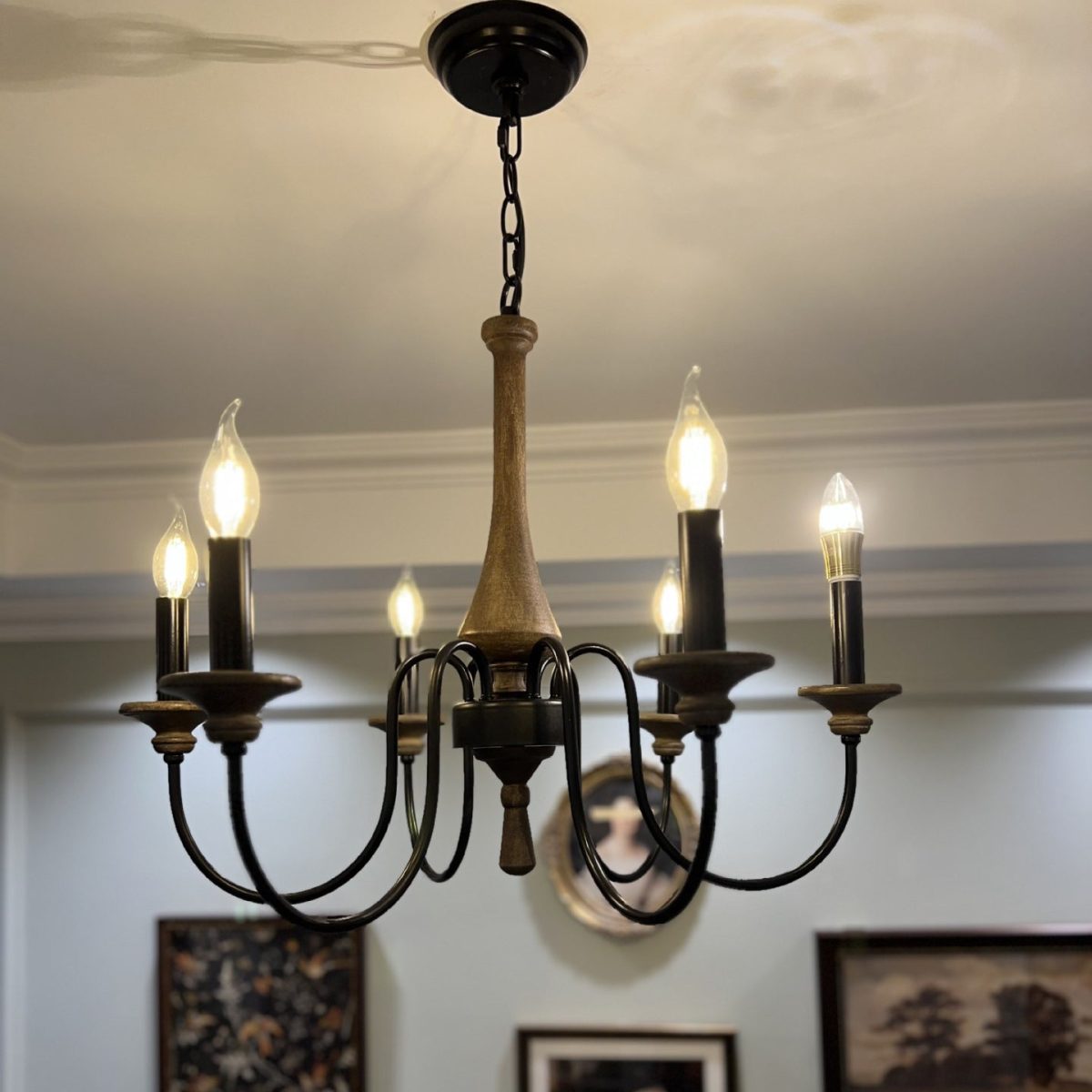 Traditional Rustic Metal Wood Candelabra 6/8/12-Light Chandelier For Living Room & Bedroom - Image 11